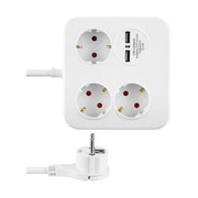 Rev PowerQuad 3-Fold Presa Multipla con 2x Usb Bianco