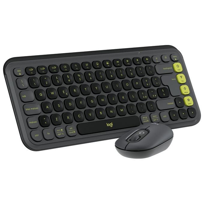 Logitech 920-013115 POP ICON COMBO Tastiera e Mouse Bluetooth Programmabili QWERTY ITA Silenzioso con Tasti a Basso Profilo e App Logi Options+ colore Grafite
