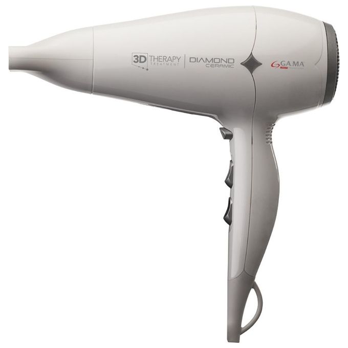 Ga.ma GH0302 Diamond Ceramic Ion Asciugacapelli 2200W tecnologia ionica ceramica 2 velocita' 3 temperature colpo aria fredda bocchetta e diffusore inclusi colore Bianco