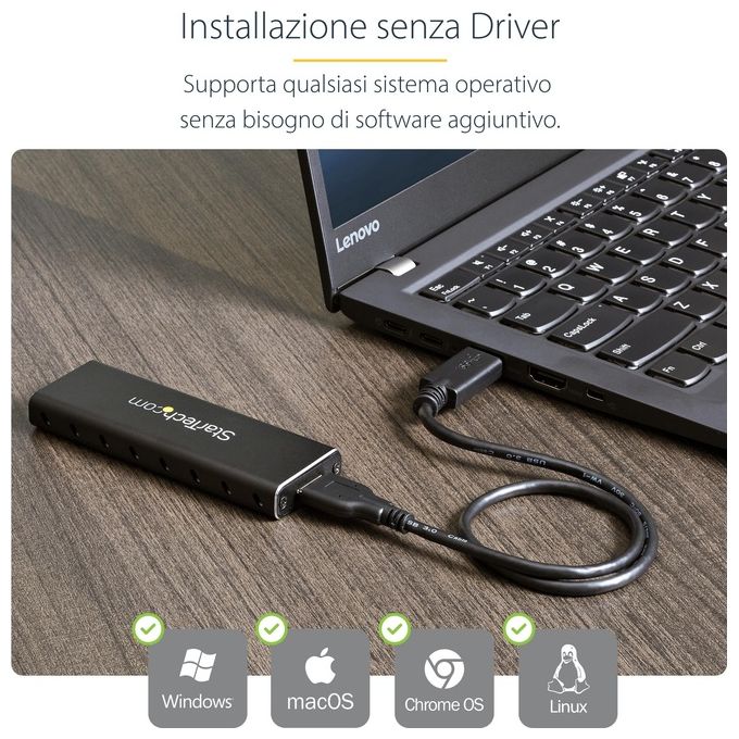 StarTech Box Alloggio USB 3.0 esterno per SSD SATA M.2 Convertitore NGFF di unitÃ  SSD con UASP