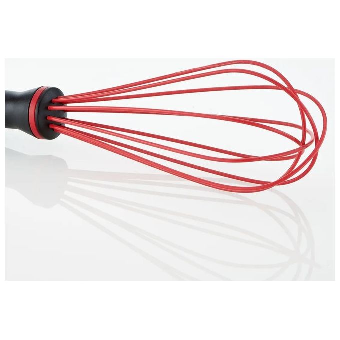 Lagostina Ingenio Smart Frusta da Cucina in Silicone con Rivestimento Antigraffio Impugnatura Ergonomica e Presa Sicura Nero e Rosso