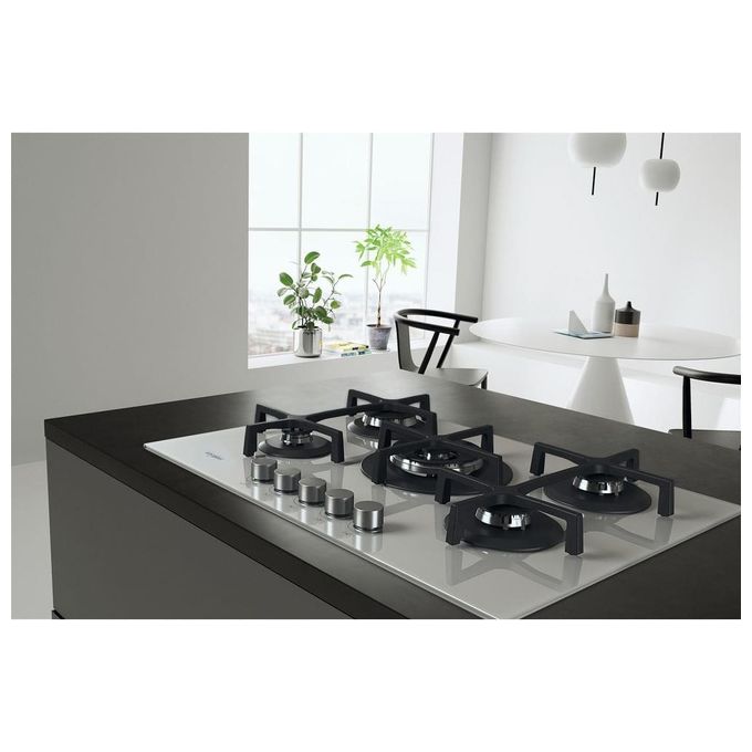 Whirlpool GOA7523-WH Piano Cottura a Gas 5 Zone Griglie in Ghisa 73 cm Bianco
