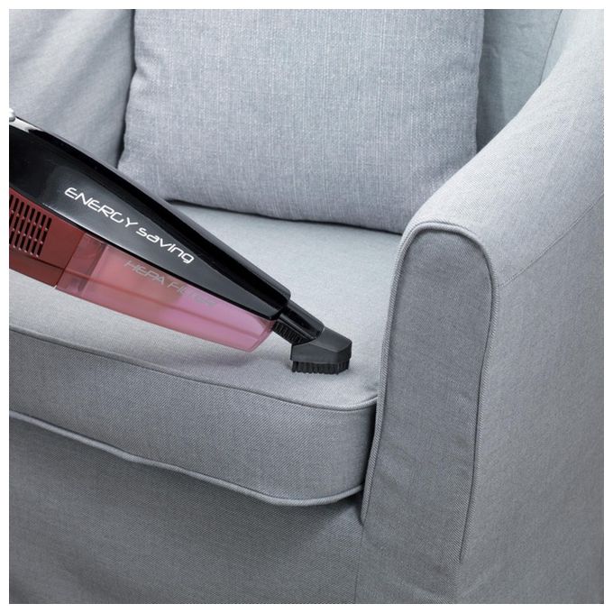 Ariete Evo 2 in 1 Scopa Elettrica senza Sacco Aspirabriciole Integrato Filtro Hepa 600W 0,8Lt Nero-Rosso