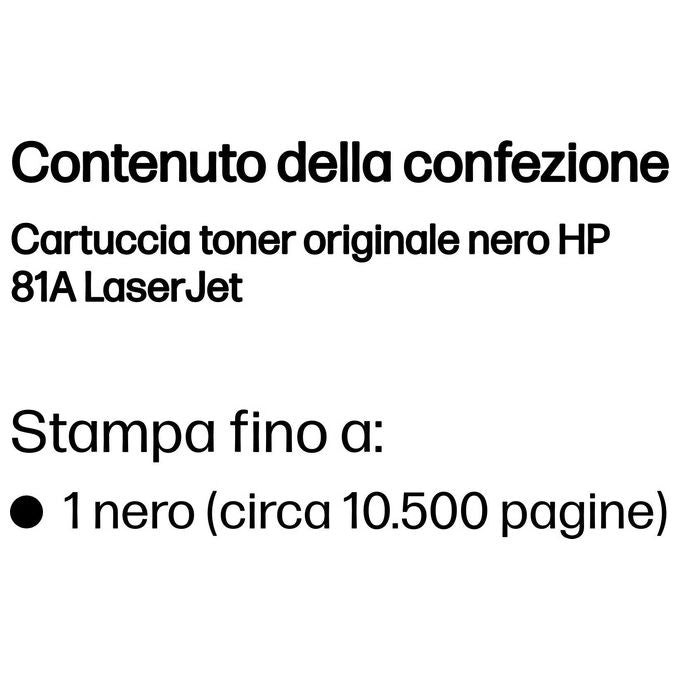 HP 81A CF281A Cartuccia Toner Originale per LaserJet Enterprise M606dn, M606x, M605n, M605dn, M605x, Enterprise Flow M630z, M630dn e M630f, Nero
