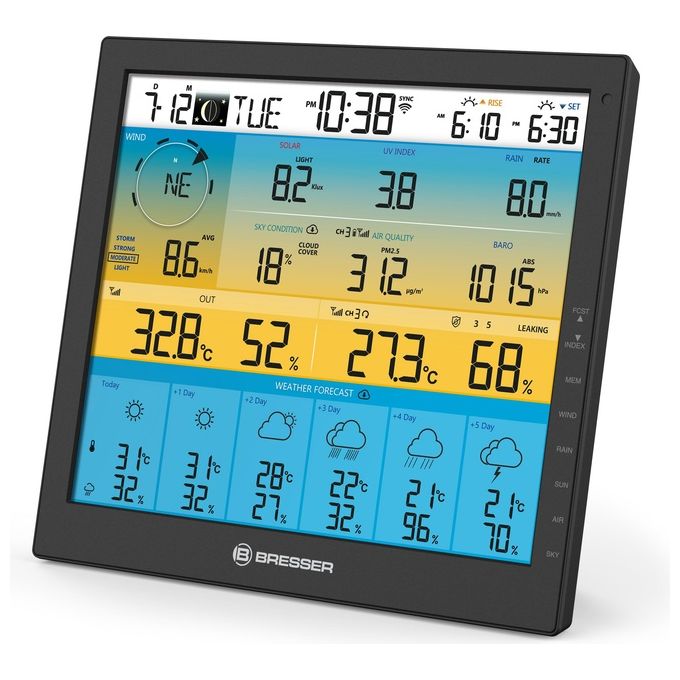 BRESSER WLAN 4CAST 4CAST PRO SF Stazione meteo wireless 7 in 1 con sensore solare e previsioni a 6 giorni display 10'' colore Nero