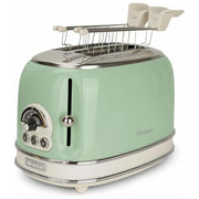 Ariete 155 Tostapane Vintage Verde 2 Fette con Pinze 6 Livelli di Tostatura 810W Corpo Acciaio Inossidabile Vassoio Raccoglibriciole Estraibile