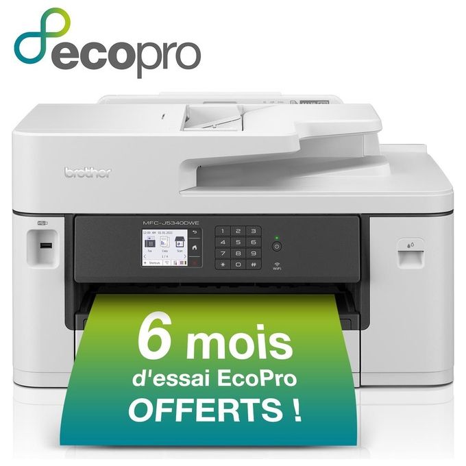 Brother MFCJ5340DWERE1 Stampante Multifunzione Inkjet A3 Colori 28 ppm Wi-Fi LAN USB Display Touch 6.8 cm ADF 50 fogli Cassetto 250 fogli colore Bianco