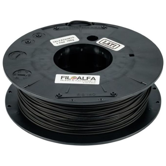 Filoalfa 1ALFAOHM Filamento PLA Conduttivo per Stampa 3D 1.75 mm 150 g colore Nero