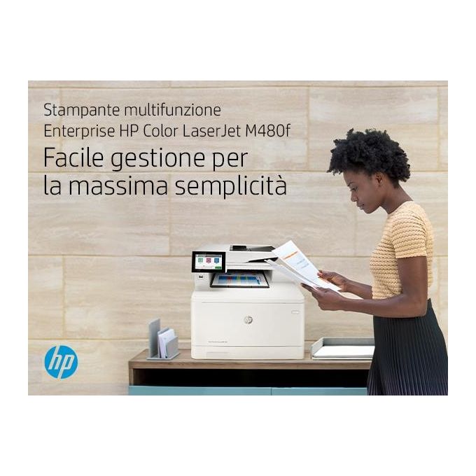 HP 3QA55A Color LaserJet Enterprise MFP M480f Stampante Multifunzione Laser A4 27 ppm colori Fronte Retro Automatico Fax USB Ethernet colore Bianco
