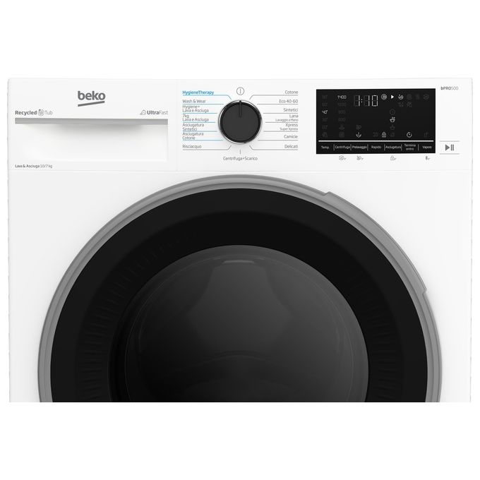 Beko BDT510744S Lavasciuga Libera Installazione 10-7 Kg 1400 rpm Classe D Motore Inverter Vapore (84.5x60x60 cm) colore Bianco