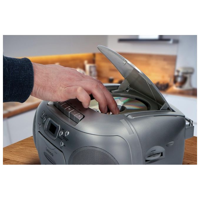 Lenco SCD-420 Radio Cd con Cassette Argento