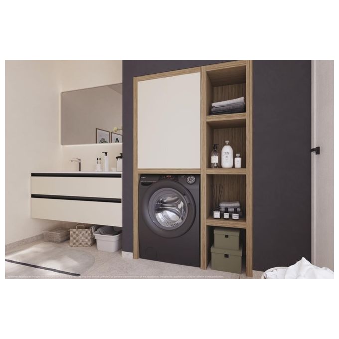 Candy RO6106DWMRR7-1-S RapidÓ - Lavatrice a carica frontale 10 kg, 1600 rpm, Classe A, Wi-Fi + BLE, Funzione vapore, (85×60×58 cm), Antracite