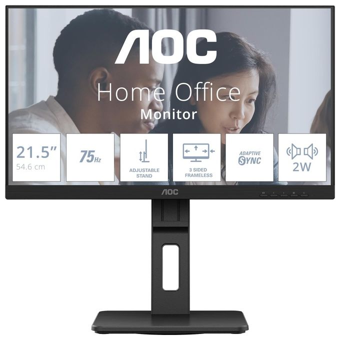 AOC 22E2UMF Monitor PC 21.5'' Full HD VA 1920x1080 75Hz USB Hub 3.2 Flicker Free Adaptive Sync colore Nero
