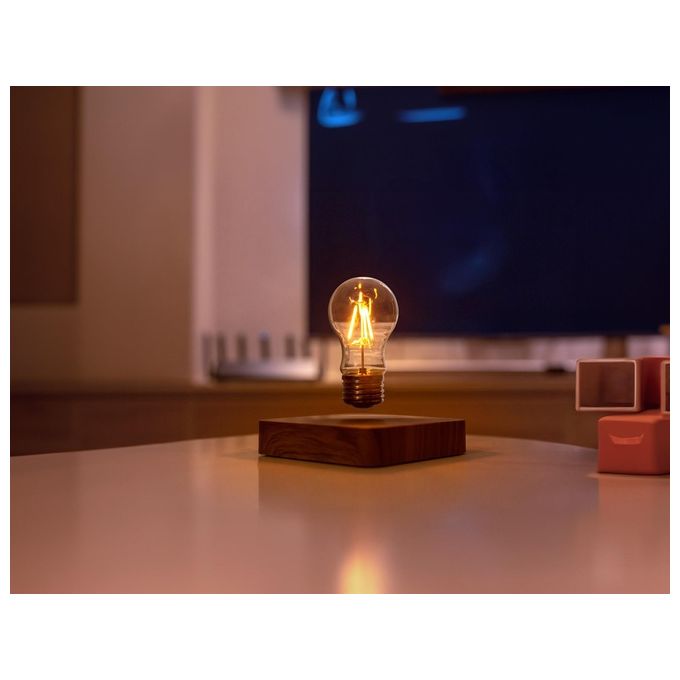 DiProgress DP-LIGHT Lampadina Levitante a Sospensione Magnetica con LED Luce Calda Base Effetto Legno colore Legno