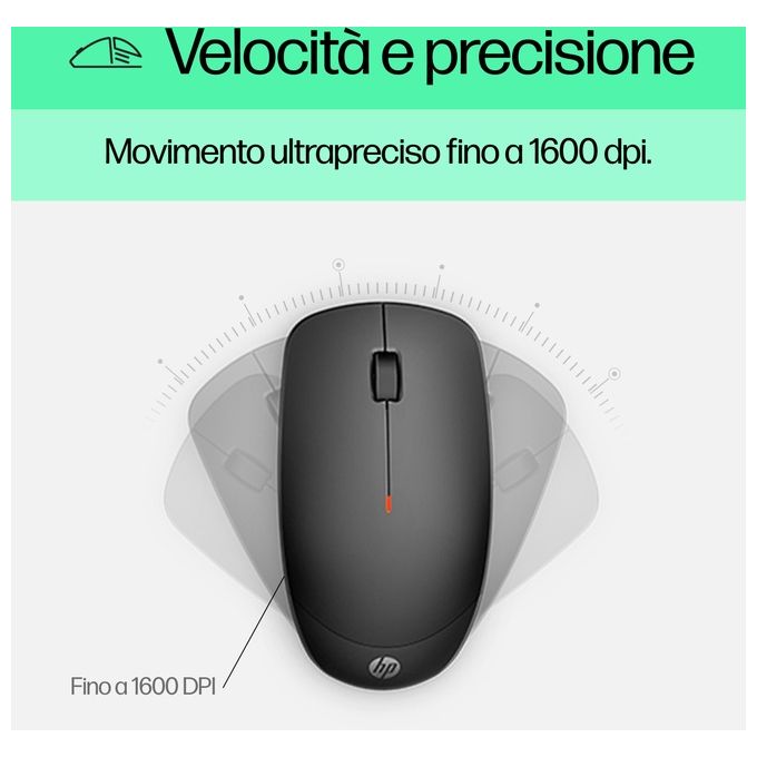 HP 3L1F0AA 230 Kit Tastiera e Mouse Wireless Full Size RF 2.4 GHz Mouse 1600 DPI colore Bianco