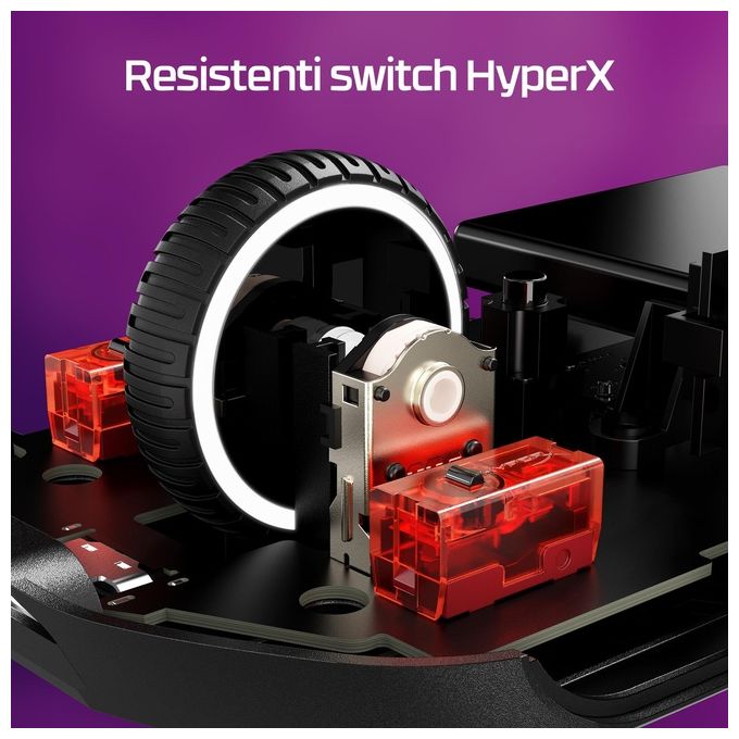 HyperX 6N0B0AA Pulsefire Haste 2 Mouse da gaming wireless 26000 DPI 6 tasti programmabili 100 ore batteria colore Nero