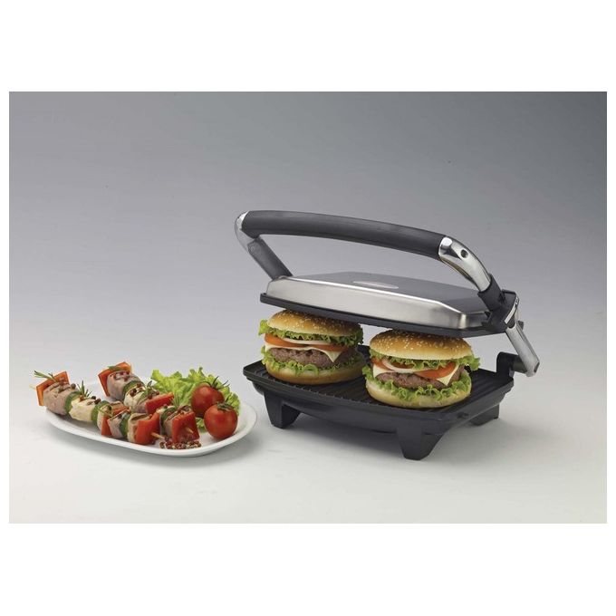 Ariete 1911 ToastandGrill Slim - Piastra Elettrica Antiaderente rigata 1000W Argento