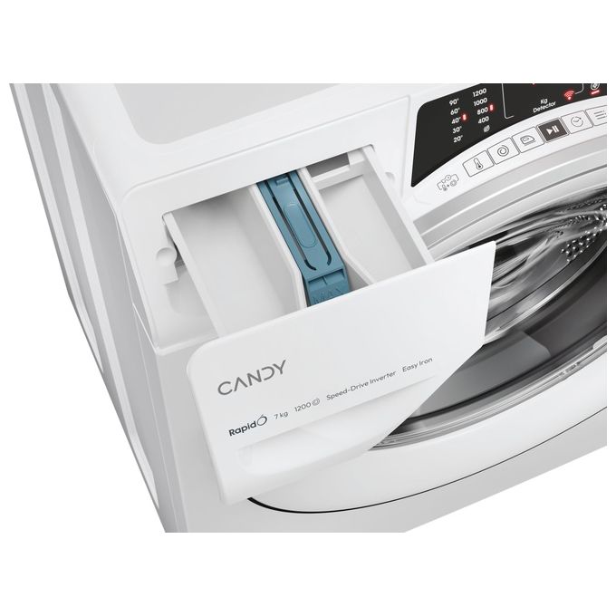 Candy RapidÓ RO41274DWMST-1-S, Lavatrice Slim Carica Frontale, 7 Kg, 1200 Giri, Classe A, Bianco