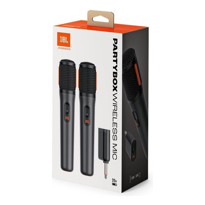 JBL JBLPBWIRELESSMIC PartyBox Set 2 Microfoni Wireless Cardioide 30 m 20 h Batteria Ricaricabile colore Nero