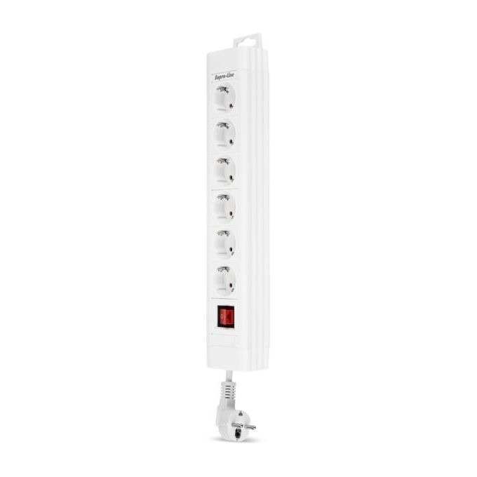 Rev Presa Multipla 6 Ingressi 2.4mt Supraline con Interruttore Bianco