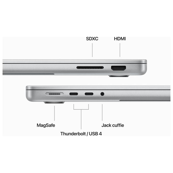 Apple MXE13T-A MacBook Pro Portatile con chip M3 CPU 8-core GPU 10-core 16GB 1TB SSD colore Argento