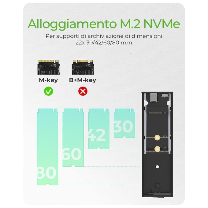 ICY BOX IB-1807MT-C31 Box esterno SSD M.2 NVMe USB 3.2 Gen 2 Type-C 10 Gbit-s colore Nero