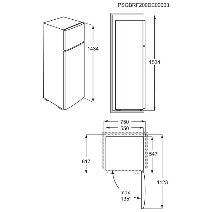 Electrolux LTB1AE24W0 Serie 500 Frigorifero Doppia Porta 206 L 143 cm Classe E 39 dB ColdSense LowFrost colore Bianco