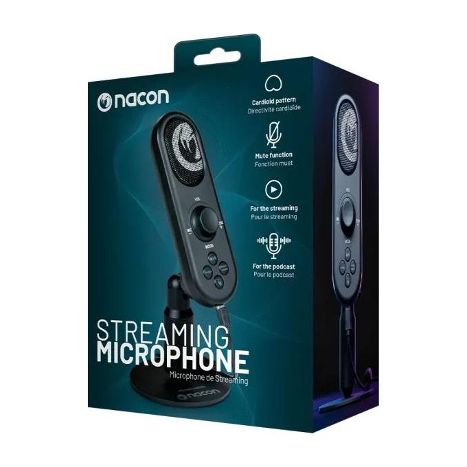 Nacon Microfono Usb Streaming per Pc Game Nero