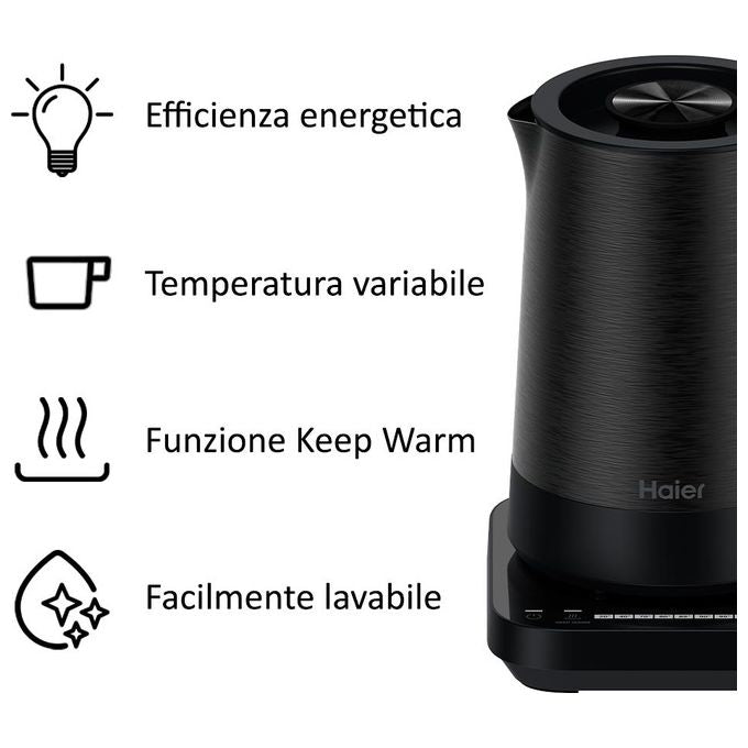 Haier HKE5A 011 I-Master Serie 5 Bollitore Elettrico 1,7 L 2200 W 7 Temperature Touch colore Nero