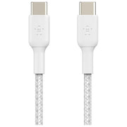 Belkin CAB004BT2MWH2PK Cavo USB C a USB C 2 m con Ricarica Rapida 60 W Nylon Intrecciato Certificato USB IF 2 Pezzi colore Bianco