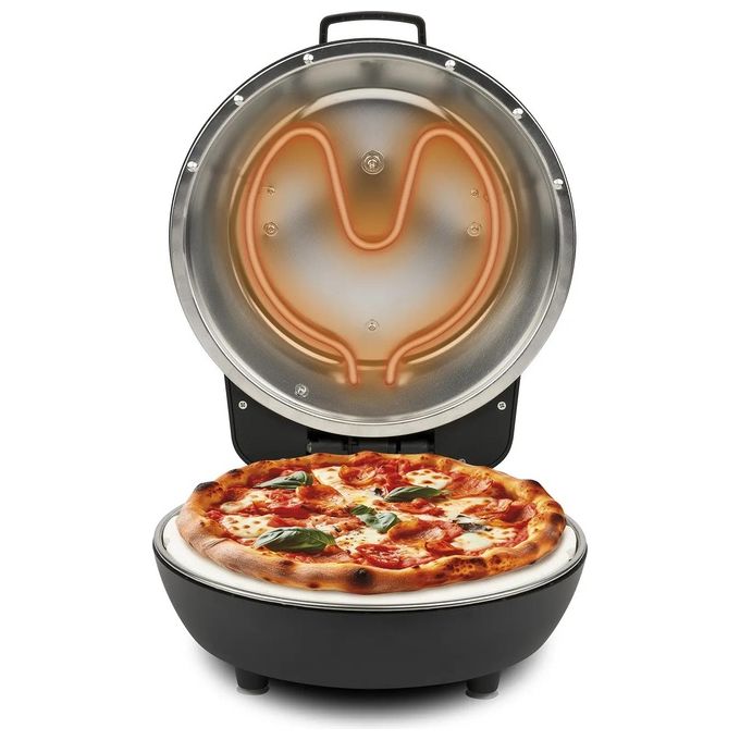 G3 Ferrari G10199 Pummarola Fornetto Pizza Pietra Refrattaria 31 cm 1200W Temperatura Max 420°C Termostato Regolabile colore Nero
