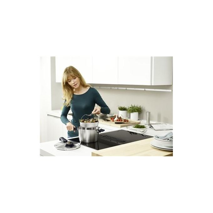 Fissler 622-412-06-070-0 Vitavit Premium Pentola a pressione 6 L 22 cm 4 livelli cottura inclusi induzione acciaio inox colore Acciaio