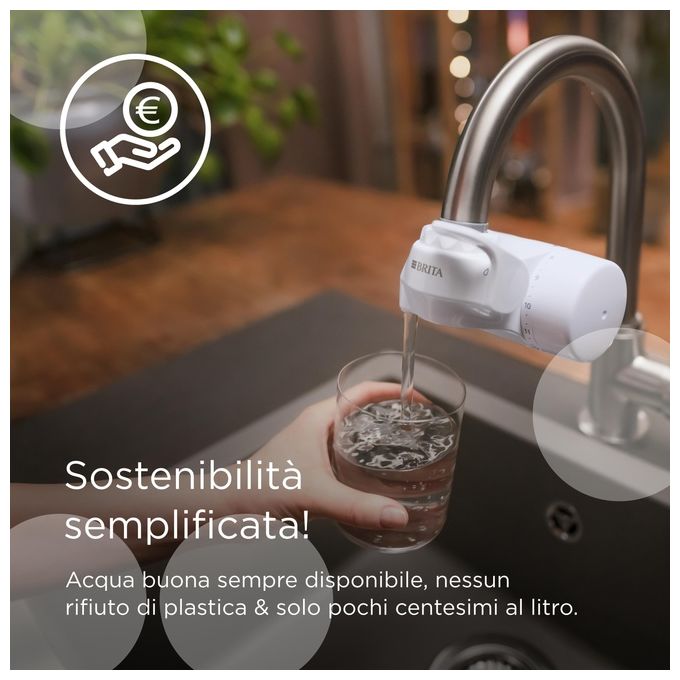 Brita 1052066 ON TAP V Filtro Acqua Rubinetto 4 Stadi 600 L Riduce Cloro Metalli e PFAS colore Bianco