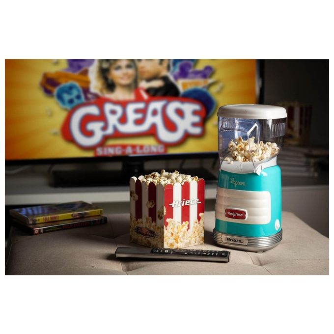 Ariete 00C295601AR0 Pop Corn Party Time Macchina per Pop Corn 60 g in 2 minuti Aria Calda Senza Grassi 1100 W colore Azzurro