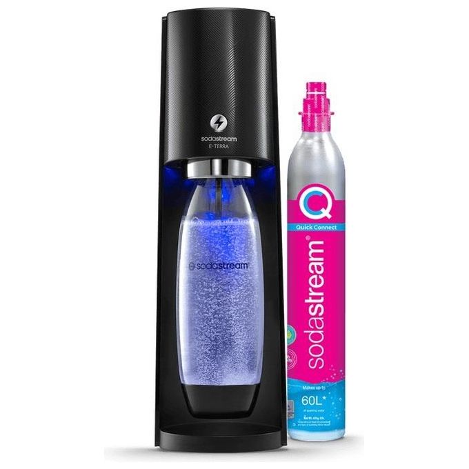 SodaStream E-TERRA Gasatore Elettrico Acqua Frizzante One Touch 3 Livelli Gasatura 1L Quick Connect colore Nero