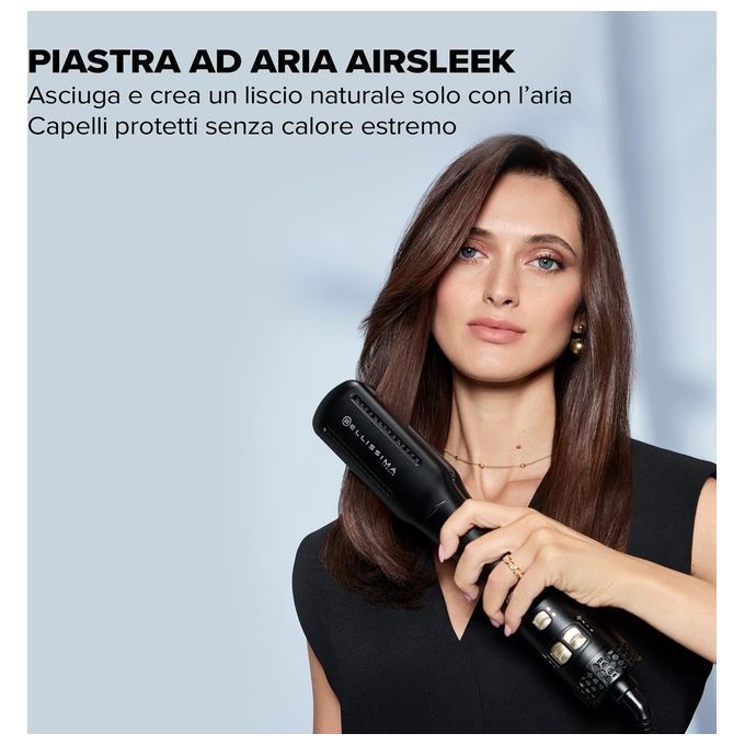 Bellissima 11967 AirSleek Piastra per capelli 2in1 640 W Ceramica e Cheratina Ionica 2 temperature 2 velocita' cavo girevole 2 m colore Nero Oro