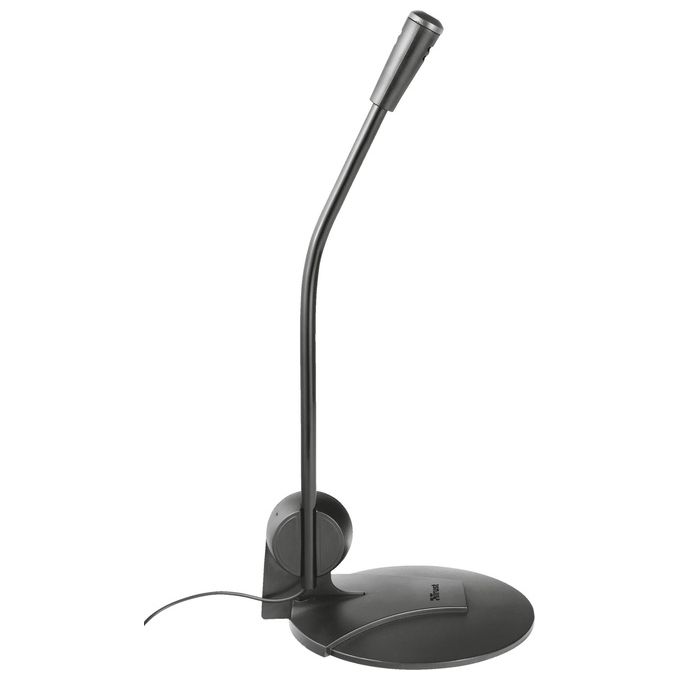 Trust 21674 Primo Microfono da Tavolo ad Alta Sensibilita' su Supporto con Spina da 3,5 mm Nero
