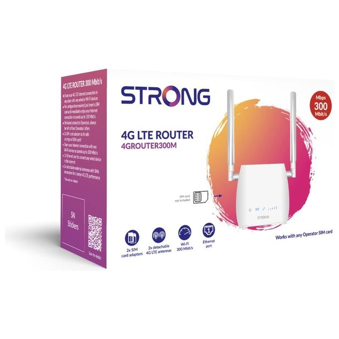 Strong 4GROUTER300M Router 4G Portatile Wi-Fi 4 300 Mbit-s Banda Singola 2.4 GHz Slot SIM LTE colore Bianco