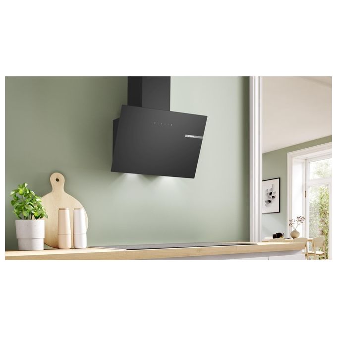 Bosch DWK65DK60 Serie 2 Cappa a muro inclinata 60 cm 430 m³-h Classe A 60 dB Touch colore Nero