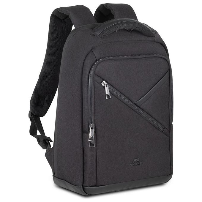 RivaCase 8126 BLACK Zaino Eco per Laptop Compatibile con 14 e Mac Air 15 Pollici in Poliestere Riciclato RPET Impermeabile con Scomparto Imbottito per Dispositivi Protezione Laterale e Inserto Antishock Colore Nero