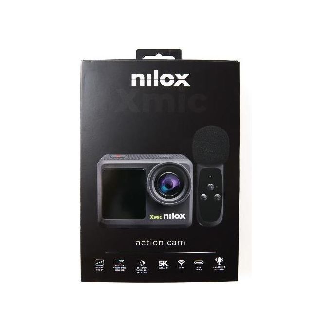 Nilox 8050162355151 XMIC Action Cam 5K 30fps 4K 60fps 50 MP Wi-Fi Microfono Wireless Custodia Impermeabile 30m colore Nero