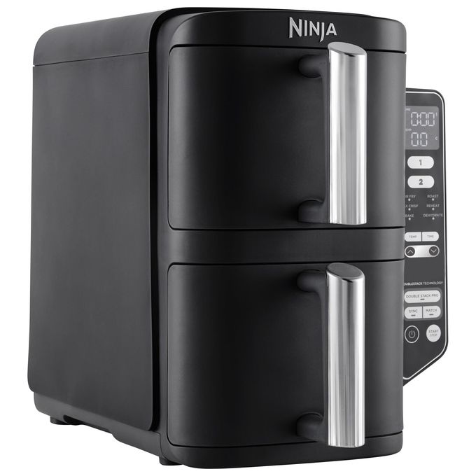 Ninja SL300EU Double Stack Friggitrice ad aria 7.6 L 2470W 6 Funzioni 2 Cestelli 4 Livelli di Cottura colore Nero