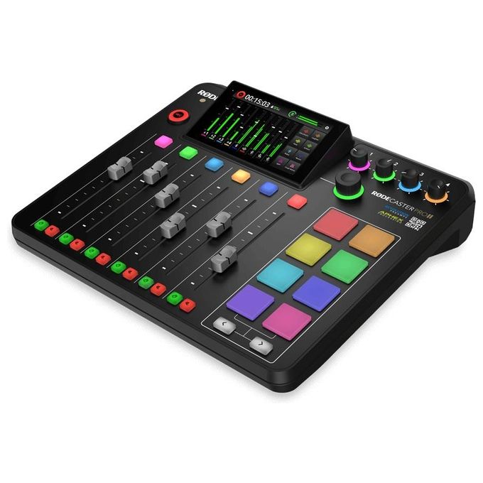RØDE RCP II (2nd Gen) RØDECaster Pro II Soluzione di Produzione Audio All-in-One con 4 Ingressi Combo Neutrik 37 Pulsanti Programmabili Touchscreen HD 5.5 Pollici Dual USB-C Bluetooth Wi-Fi colore Nero