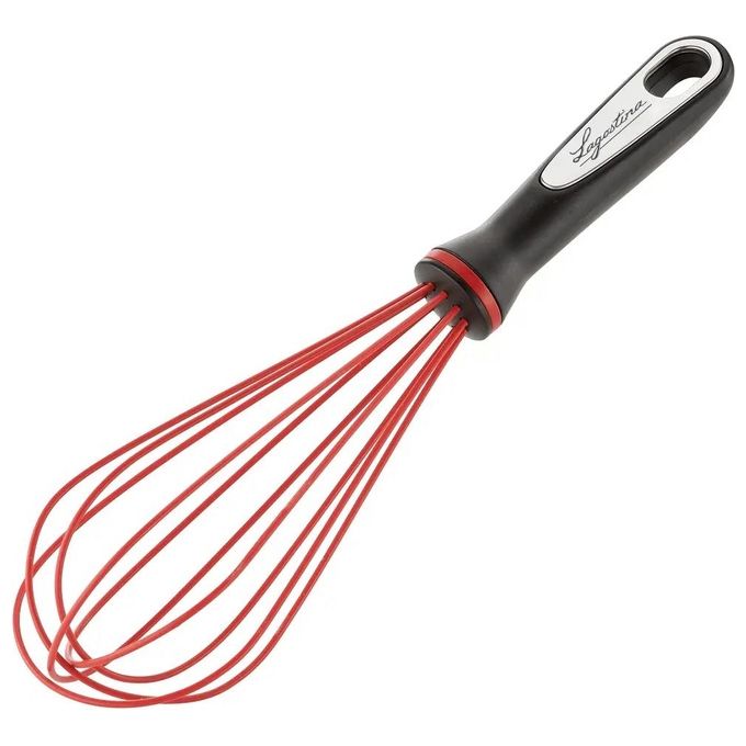 Lagostina Ingenio Smart Frusta da Cucina in Silicone con Rivestimento Antigraffio Impugnatura Ergonomica e Presa Sicura Nero e Rosso