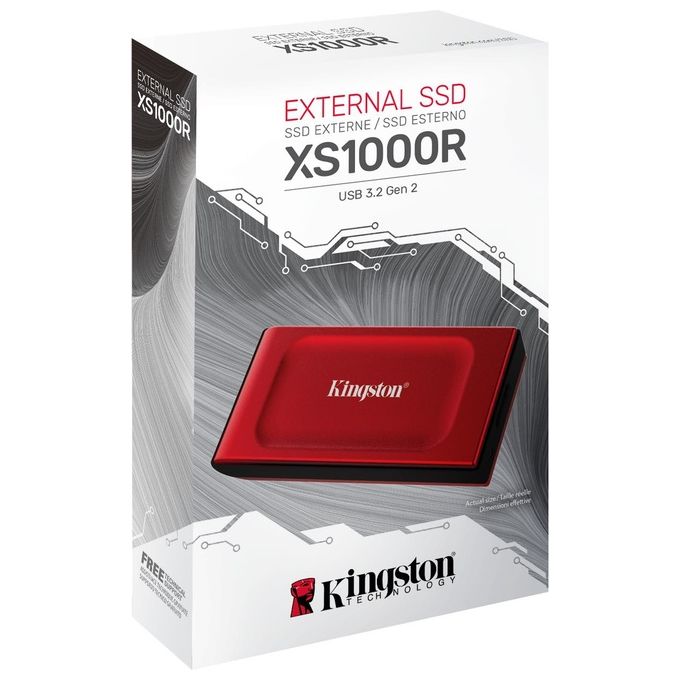 Kingston SXS1000R2000G XS1000 SSD Esterno Portatile 2TB USB 3.2 Gen 2 1050 MB-s colore Rosso
