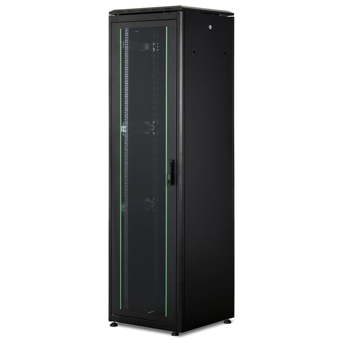 Digitus DN-19 42U-6-6-B-1 Serie Unique Armadio Rack 42U in Acciaio con Porta in Vetro e Predisposizione Ventilazione colore Nero