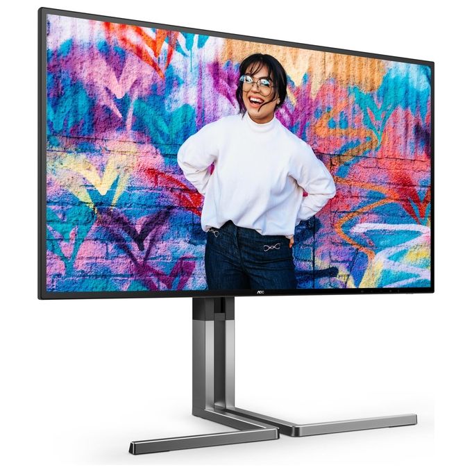 AOC U27U3CV Monitor 27'' UHD 3840x2160 Nano IPS 60Hz HDR400 Altezza Regolabile HDMI2x DP1x USB Hub Speaker colore Nero-Argento