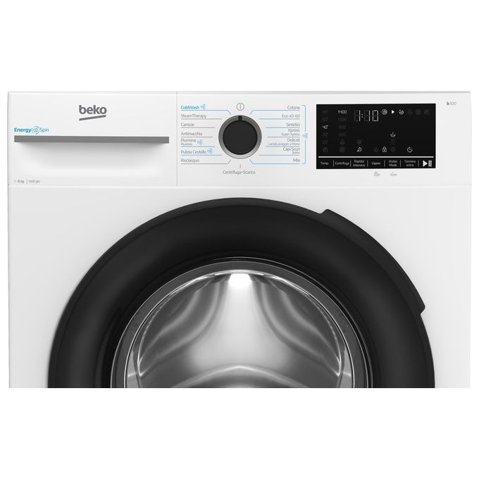 BEKO BMWT31241A: Lavatrice 12kg Classe a 1400giri linea estetica NX motore ProSmart Inverter Display Touch oblo' nero tecnologia EnergySpin tecnologia a vapore SteamCure