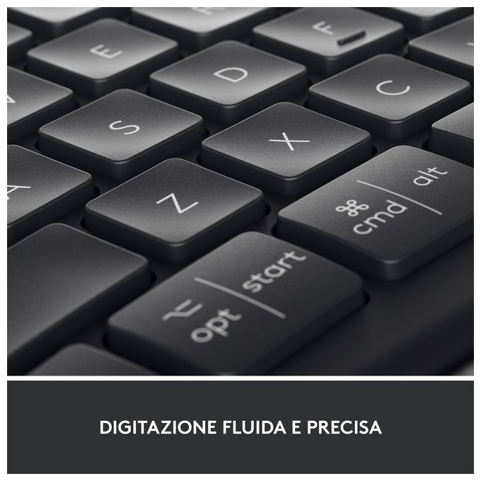 Logitech 920-010349 ERGO K860 Tastiera Split Ergonomica Wireless Bluetooth Layout Italiano QWERTY con Supporto Polso Regolabile colore Grafite