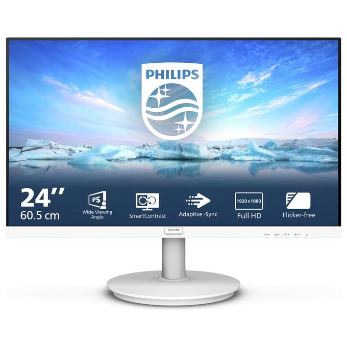 Philips 241V8AW V Line Monitor PC 23.8'' IPS FHD 1920x1080 100Hz 4ms Adaptive Sync Altoparlanti colore Bianco